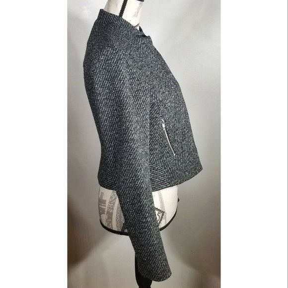Theory Kinde Women's Tweed Zip-Front Jacket, Black Size 4 Pre-owned - Picture 6 of 8